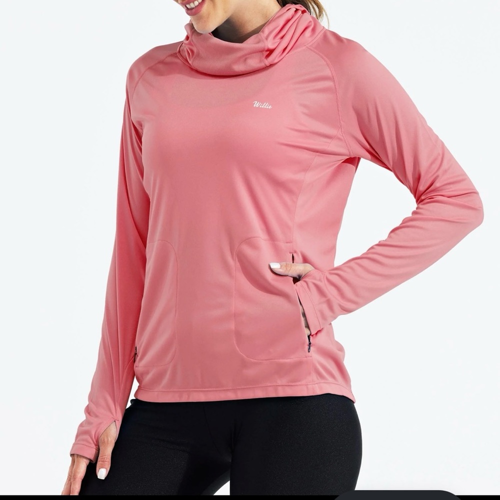 Women's Salmon Pink Long Sleeve Spf top